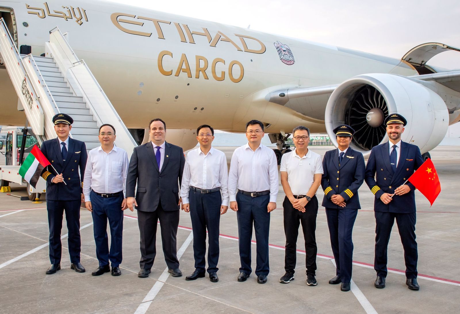 Etihad Cargo’s inaugural freighter flight to Ezhou Huahu Airport in China arrives on August 18