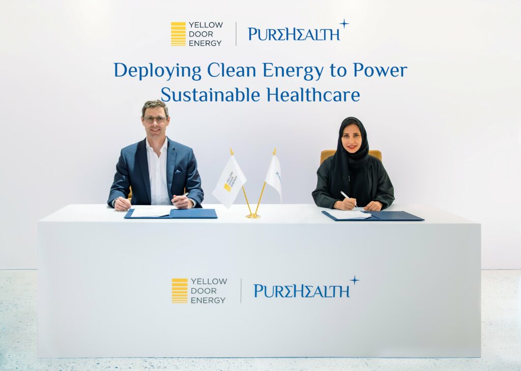The signing ceremony took place at PureHealth’s office in Abu Dhabi, attended by senior executives from PureHealth, SEHA and Yellow Door Energy