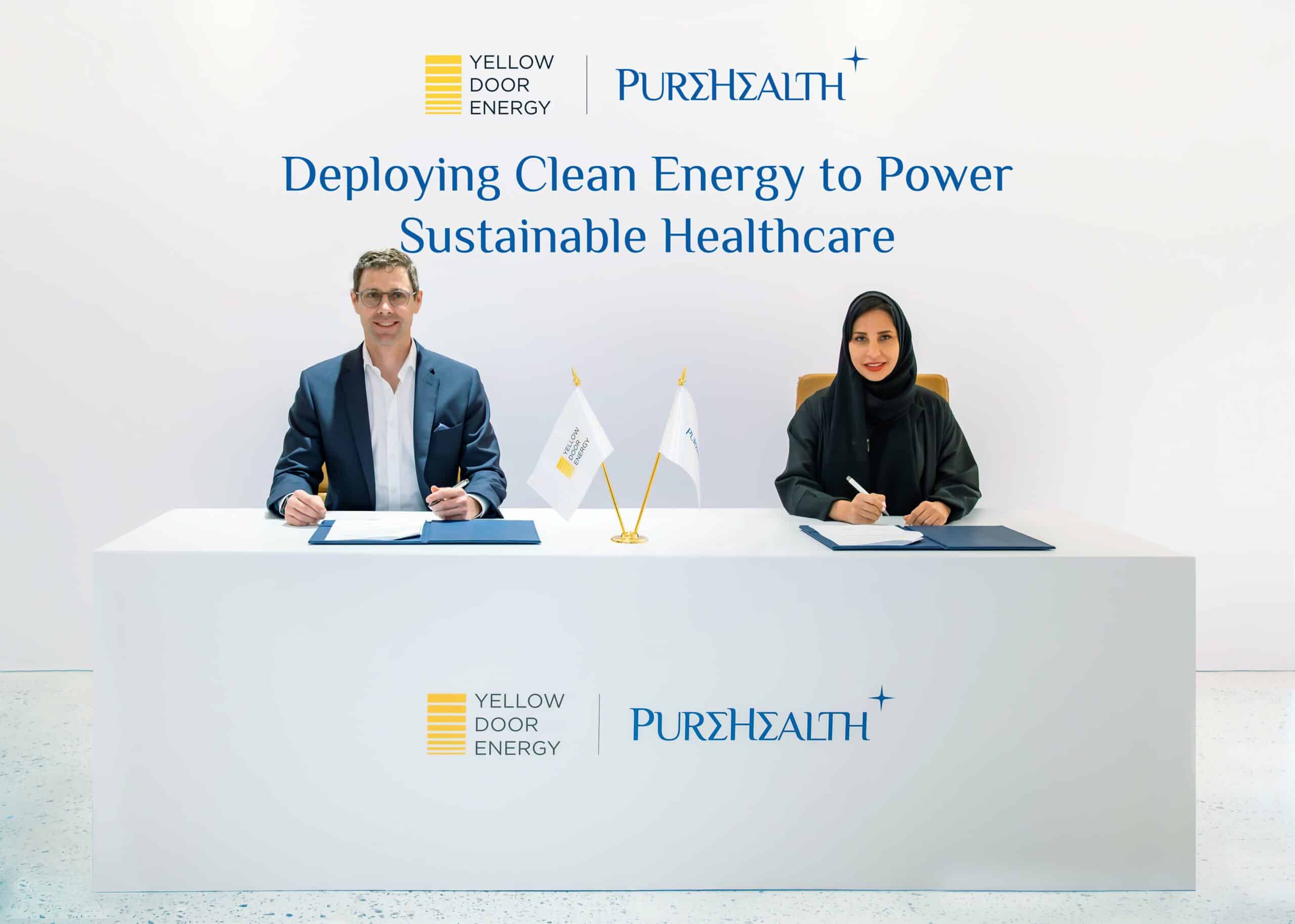 The signing ceremony took place at PureHealth’s office in Abu Dhabi, attended by senior executives from PureHealth, SEHA and Yellow Door Energy