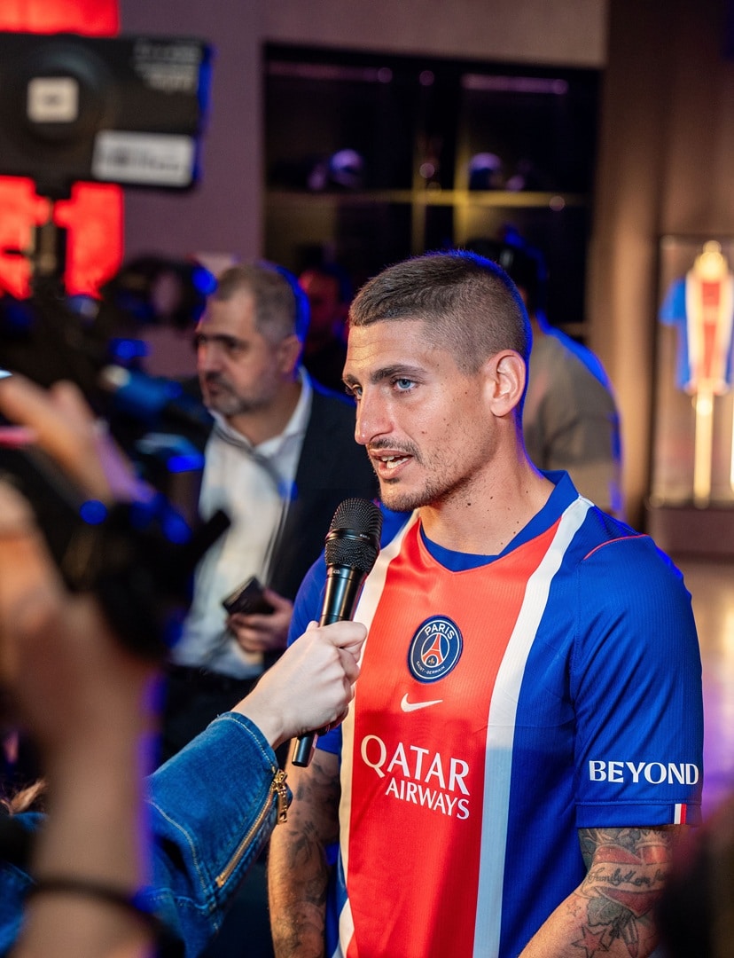 Beyond Developments and Paris Saint-Germain Bring 2026–27 Home Kit to Life in Landmark Partnership Moment with Marco Verratti in Dubai