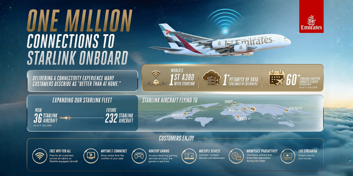 One Million Connections and Counting: Emirates Customers Embrace Starlink Wi-Fi
